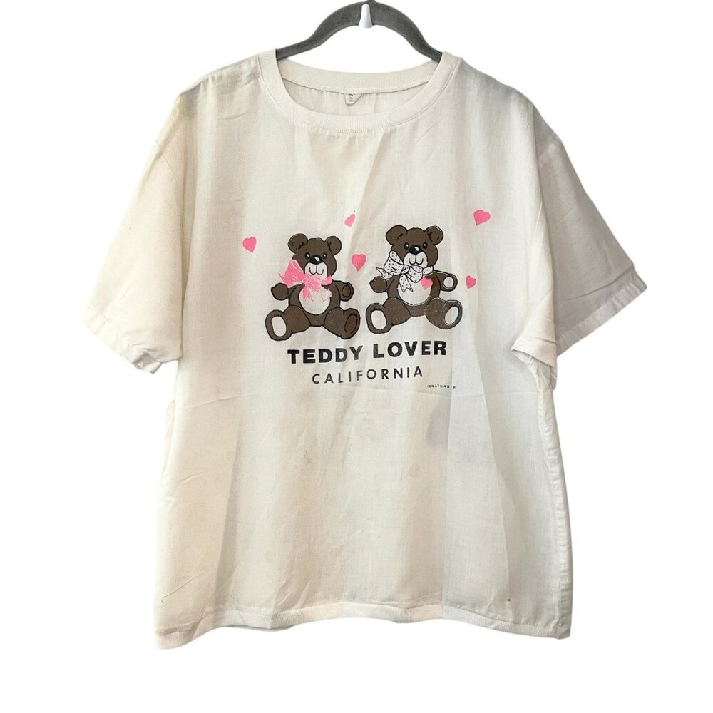 Vintage 90s Jonathan P Teddy Lover California Kawaii‎ Graphic Tee Thin Distresse